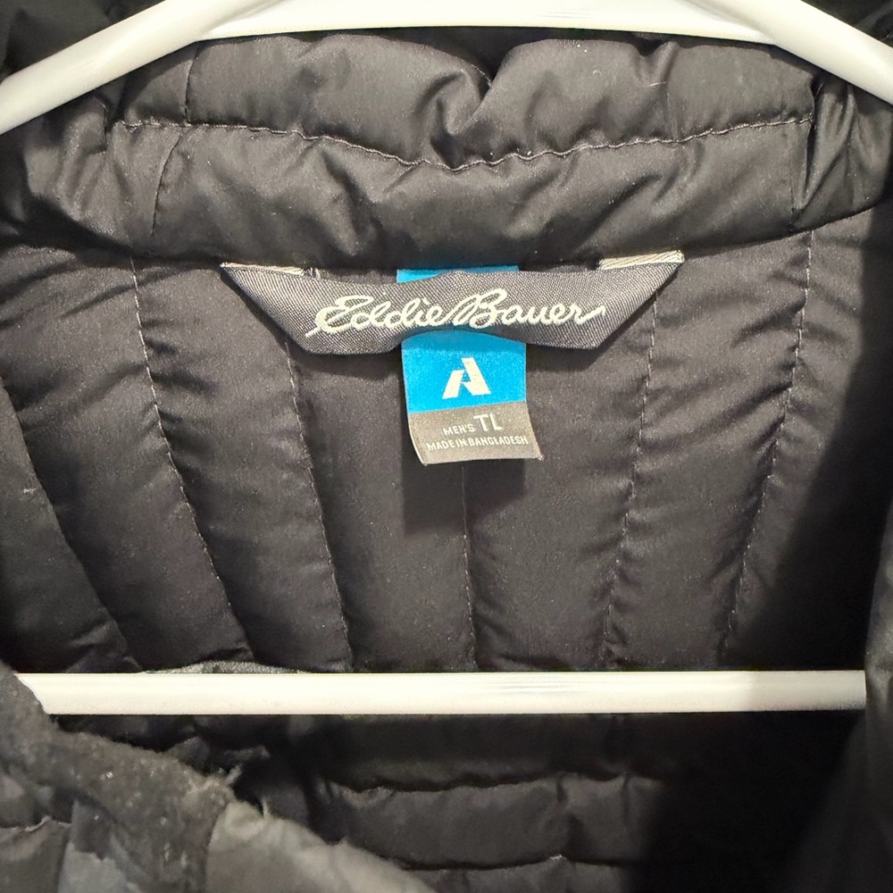 Eddie Bauer Men’s First Ascent EB800 down camo grey Puffer Jacket hoodTall Large - Picture 3 of 6
